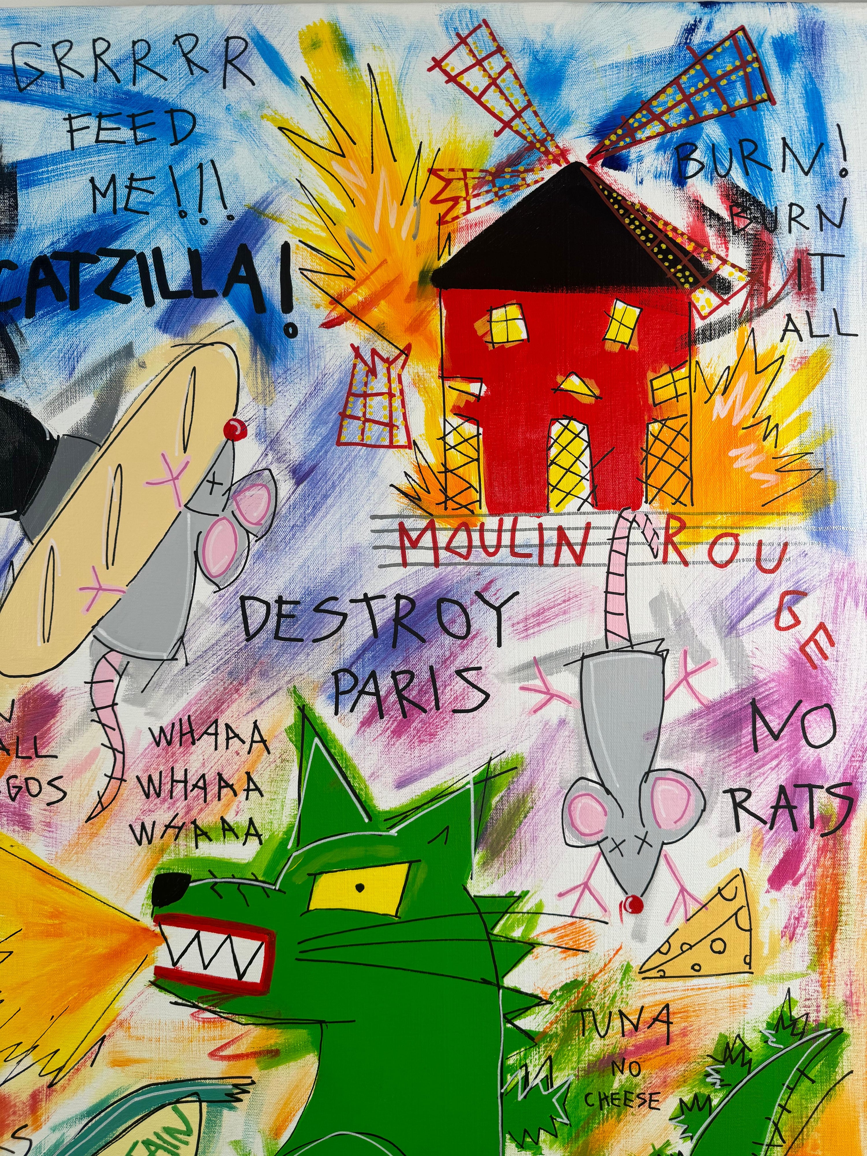 King dog vs. Catzilla in Paris